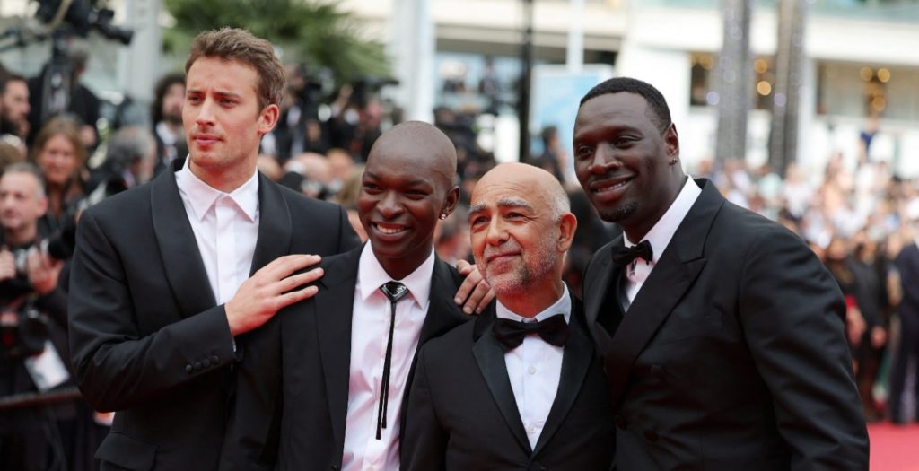 Omar Sy, Alassane Diong et Mathieu Vadepied au festival de Cannes pour le film Tirailleurs