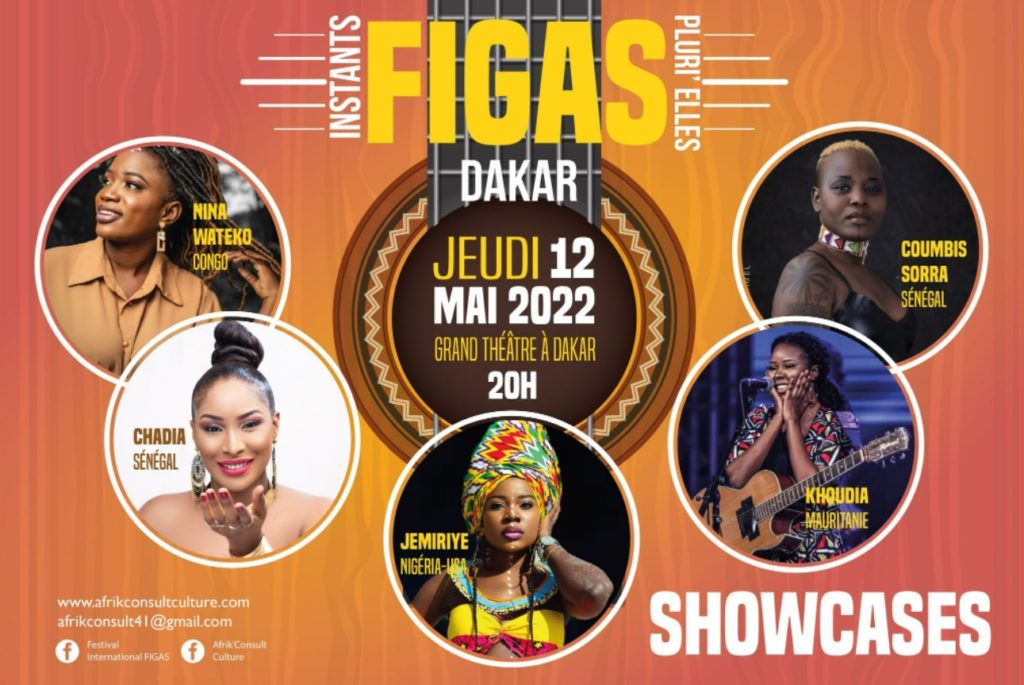 Showcases festival Instants FIGAS à Dakar avec  Chadia, Coumbis Sorra, Khoudia Accoustics, Nina Wateko et Jemiriye du 09 au 14 mai 2022