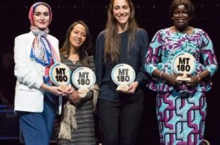 La sénégalaise Mané Seck, lauréate du concours "ma thèse en 180 secondes" MT180 aux cotés des autres gagnantes à Montréal au Canada