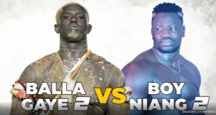 Défaite de Balla Gaye 2 face à Boy Niang 2 lors du combat de lutte sénégalaise organisé par Gaston Production à l’arène nationale de Pikine