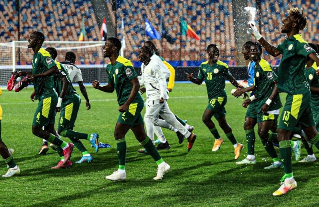 Les joueurs sénégalais après la victoire face à la Gambie à la finale de la CAN U20 2023