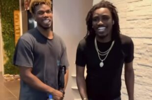 Moment de rigolade entre le footballeur Paul Pogba et son ami, le chanteur Wally Seck